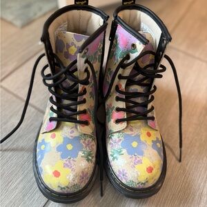 Dr. Martens Floral Combat Boots with Classic Design